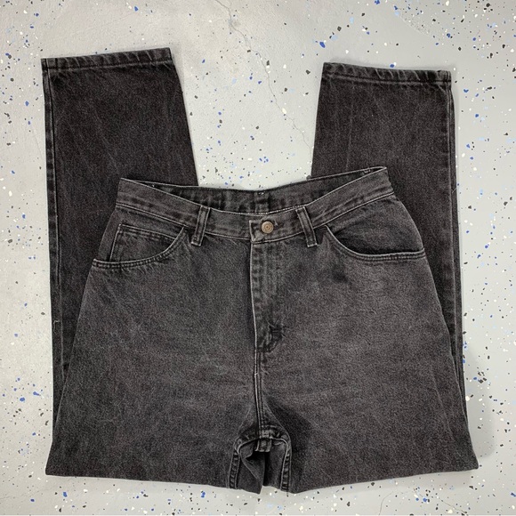 Vintage 80s Gitano Black Denim Jeans High Waist Tapered Leg 12 Petite 31"x29" - Picture 5 of 12